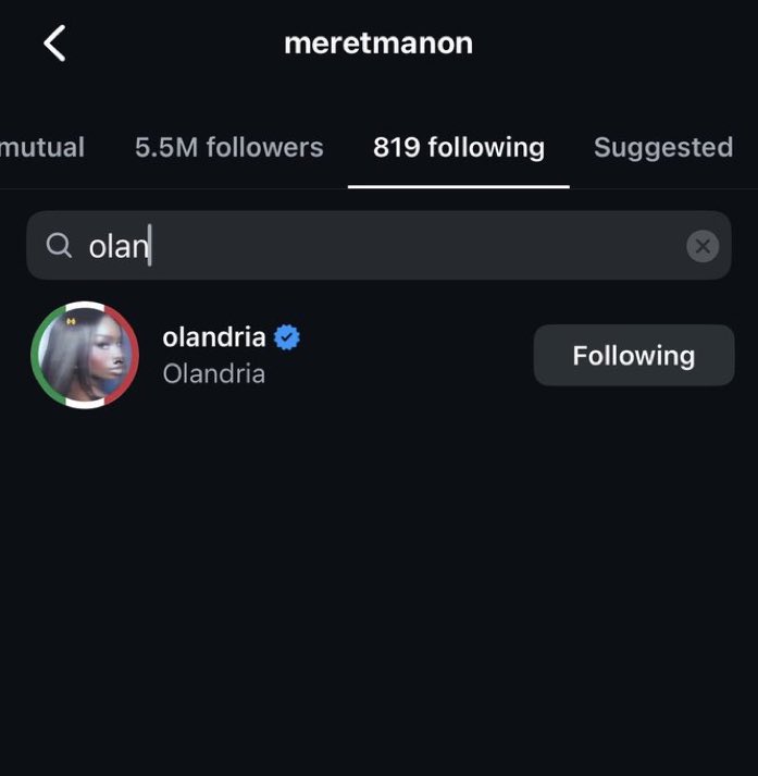 BITCHH NOT MANON FOLLOWING OLANDRIA