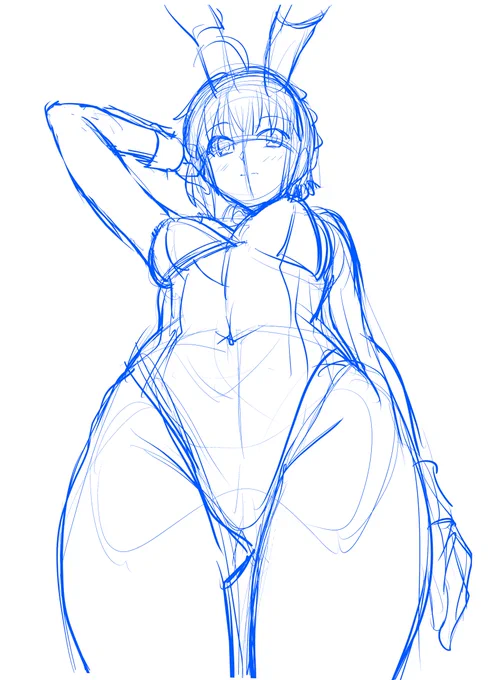 前のバニー凛ちゃんと対になるようにセイバーさん描こう
