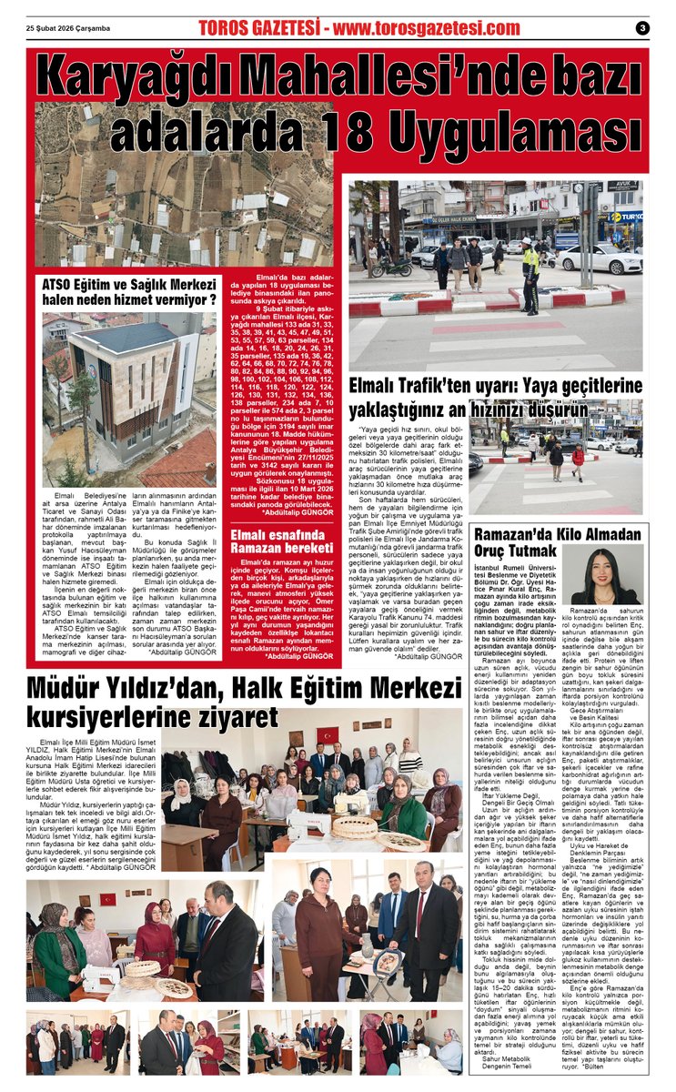 Bugünkü
Toros Gazetesi
3 ncü sayfa