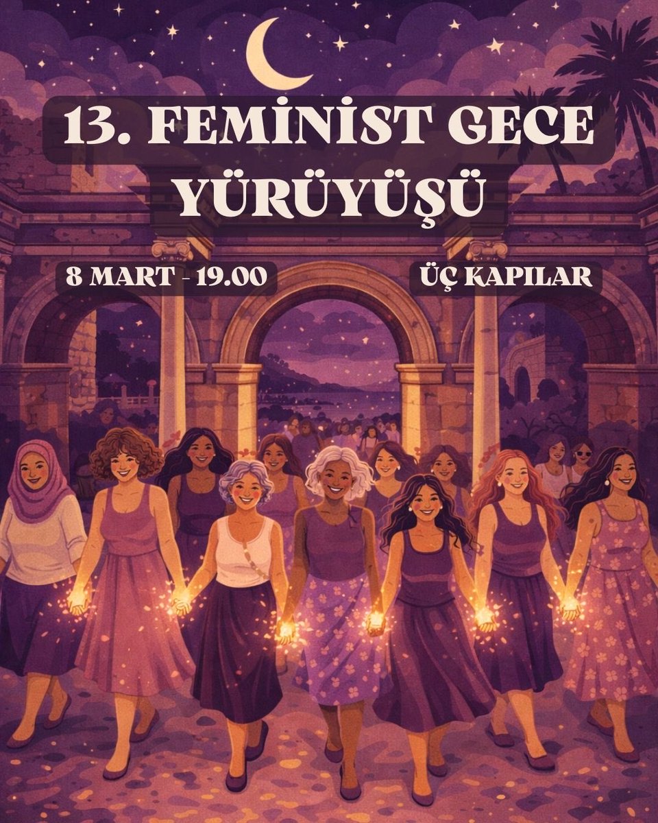 Yıllardır hayatlarımızı kuşatan erkek şiddetine, cezasızlık politikalarına,gericiliğe ve yoksulluğa karşı öfkemizle, isyanımızla 8 Mart’ta saat 19.00’da Üç Kapılar’da toplanıyoruz.  

#8Mart2026
#Feministİsyan 
#FeministGeceYürüyüşü 
#8M2026
#YaşasınFeministMücadelemiz