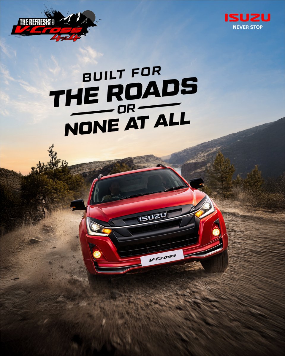 IsuzuIndia's tweet image. Made for the road. Built for everything beyond it.

#ISUZU #VCross4x4 #NeverStopExploring #DriveFearless #OffRoadLife