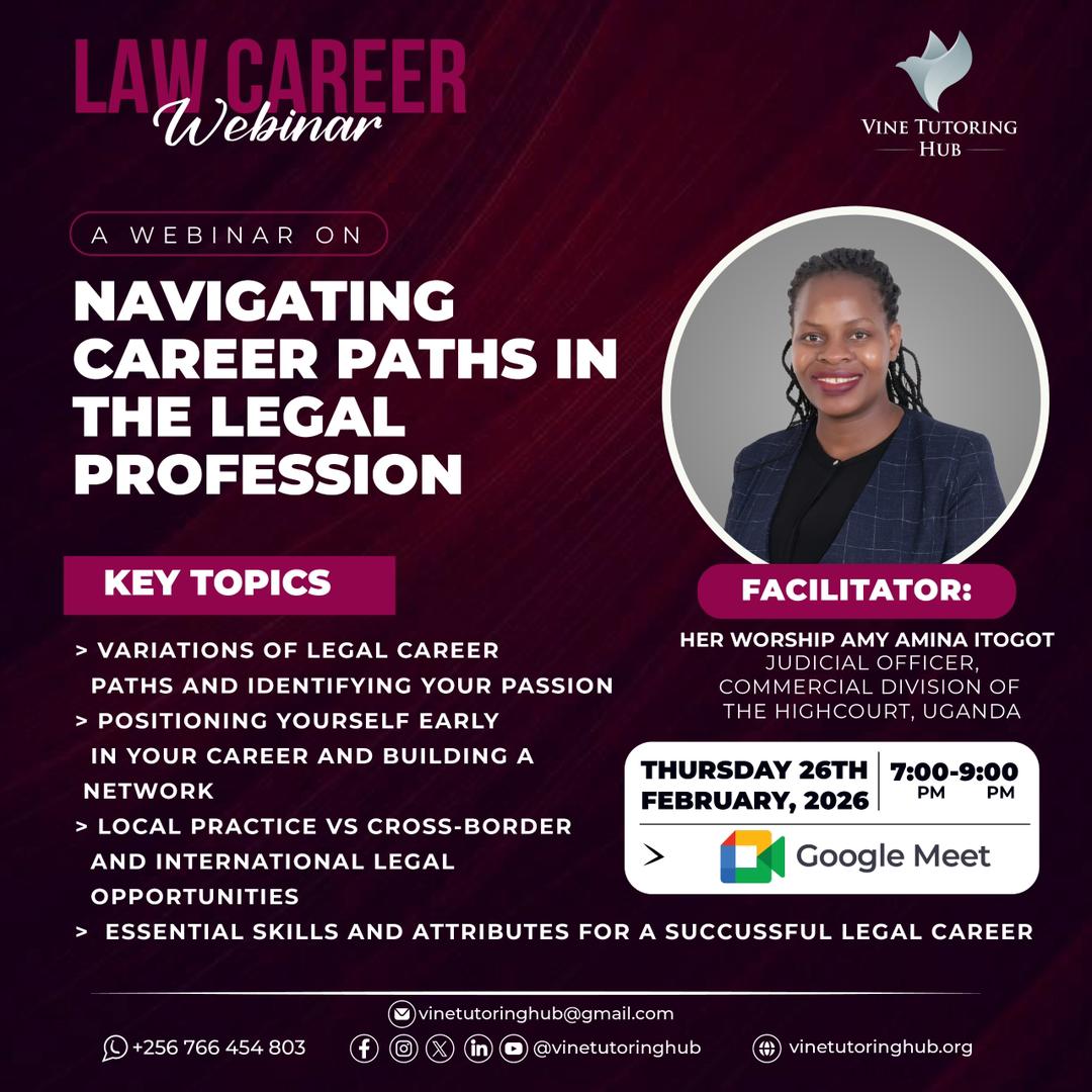 itogot's tweet photo. *⚖️WEBINAR ALERT – NAVIGATING CAREER PATHS IN THE LEGAL PROFESSION (2026)📚*

Are you a law student or aspiring lawyer trying to figure out your place in the legal field? 
📅 Thursday, 26th February 2026
⏰ 7:00 – 9:00 PM (EAT)
🔗 Register here:
https://t.co/8BSPqaAJLE https://t.co/2hn7REDxpY