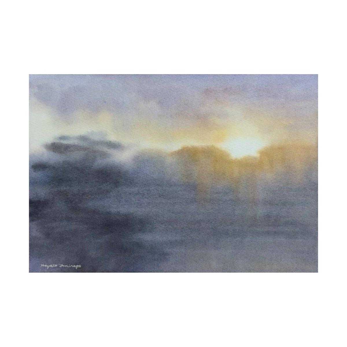 にじみ絵 車窓からの夕景 #透明水彩 #watercolor #透明水彩研究会 #TWS