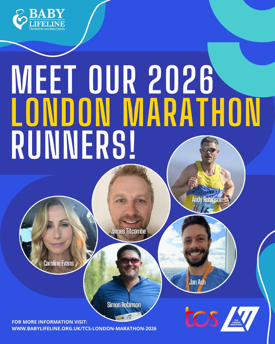babylifeline's tweet photo. 💙 Meet Caroline, Simon, James, Jan &amp; Andy – our incredible #LondonMarathon2026 runners raising vital funds for Baby Lifeline! 🏆🏃‍♂️🏃‍♀️

👉 Learn more: https://t.co/0jJTeyteKH

#BabyLifeLine #LondonMarathon2026 #LondonMarathon #Fundraiser #Motherandbaby #Charity https://t.co/0uTZLiMNZR