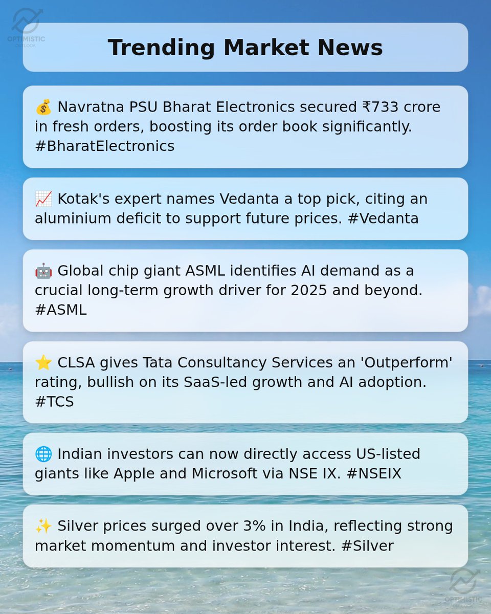 optimistic_otl's tweet image. 🚨 Trending Market News at 15:00 Hrs, 25-Feb-2026 

 💰 Navratna PSU Bharat Electronics secured ₹733 crore in fresh orders, boosting its order book significantly. #BharatElectronics

📈 Kotak's expert names Vedanta a top pick, citing an aluminium deficit to support future