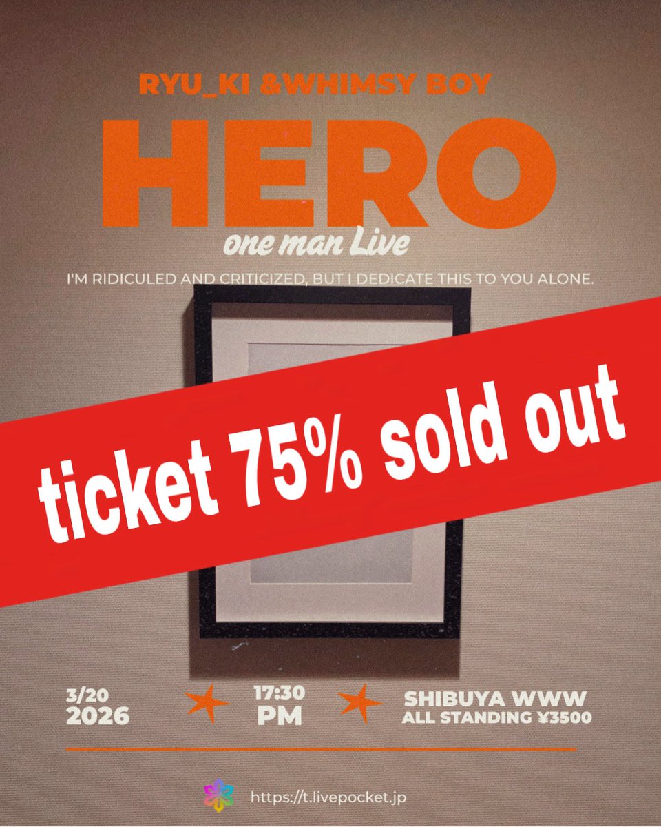 ワンマン。チケット75%sold 近日guest発表あります❤️‍🔥 ↓購入は