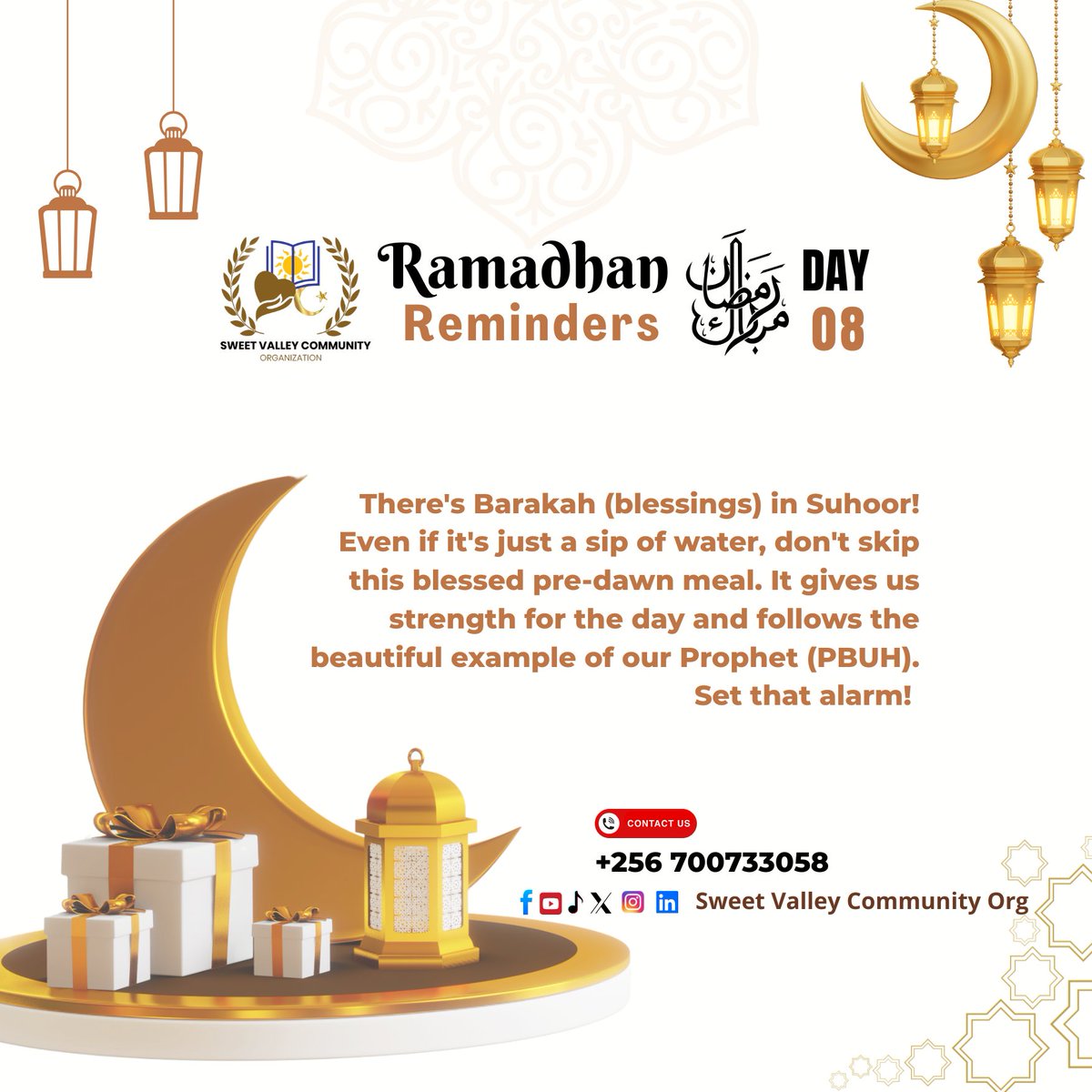 There's Barakah (blessings) in Suhoor! Even if it's just a sip of water, don't skip this blessed pre-dawn meal. It gives us strength for the day and follows the beautiful example of our Prophet (PBUH). Set that alarm!
#ramadhan #KibugaOnlineLaunch #ThePowerToBeBorderless