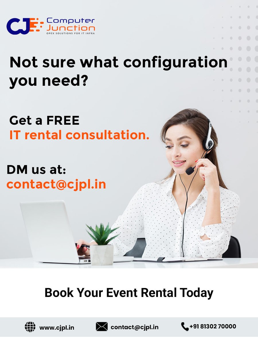 cjpl_in's tweet image. Connect with Computer Junction today.
DM us at contact@cjpl.in  or visit cjpl.in to get started.

#ComputerJunction #CJPL #ITConsultation #ITRentalSolutions #BusinessIT #TechSupport #CorporateIT #SmartIT #ITAdvisory #TechOnRent