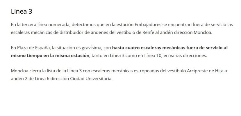 Cehona's tweet image. Infierno en los accesos de Metro de Madrid: 11 de 12 líneas con escaleras y ascensores averiados y discriminación al sur

Línea 3 y Línea 6 en #Usera afectadas
@ComunidadMadrid @IDiazAyuso
@Transportes_CM @jorgerodrigodo
@metro_madrid
@MADRID @AlmeidaPP_

que.es/2026/02/25/acc…