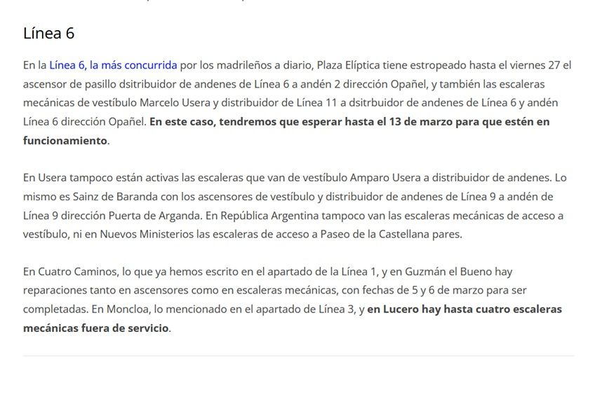 Cehona's tweet image. Infierno en los accesos de Metro de Madrid: 11 de 12 líneas con escaleras y ascensores averiados y discriminación al sur

Línea 3 y Línea 6 en #Usera afectadas
@ComunidadMadrid @IDiazAyuso
@Transportes_CM @jorgerodrigodo
@metro_madrid
@MADRID @AlmeidaPP_

que.es/2026/02/25/acc…