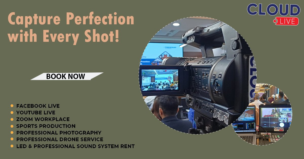 CloudLiveBD's tweet image. CAPTURE PERFECTION WITH EVERY SHOT!
ream &amp;amp; Sports Production  Please Contact : 01915-888220, 01313-992929
web: cloudlivebd.com
#Cloud #cloudlivebd #corporate #corporateevents #livebroadcast #DhakaClub #live #friendship #friendshipbangladesh #aci #acibangladesh #SEL