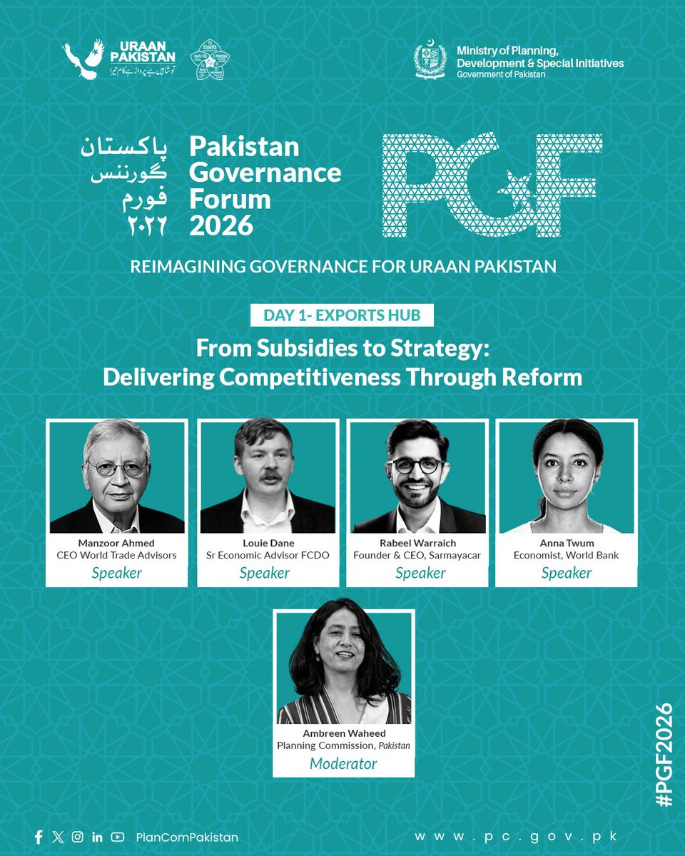 PlanComPakistan's tweet image. For decades, competitiveness was tied to financial support. Today at #PGF2026, we are discussing how to build it through structural reform. 

We are LIVE at the #Exports Hub for an essential session: "From Subsidies to Strategy: Delivering Competitiveness Through Reform."

Our