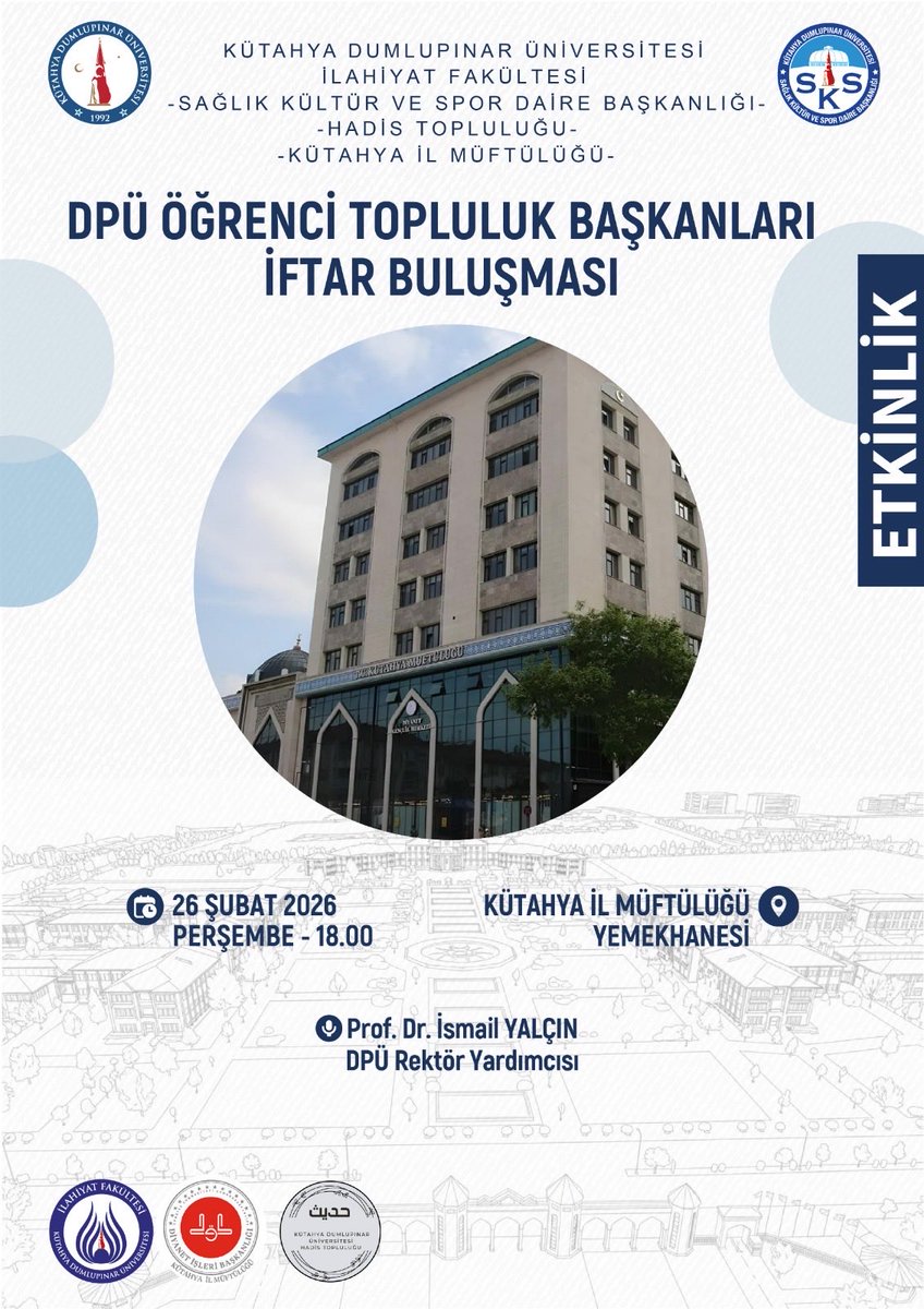 ilahiyatdpu's tweet photo. 📌 DPÜ ÖĞRENCİ TOPLULUK BAŞKANLARI İFTAR BULUŞMASI https://t.co/Obfi75CgsC