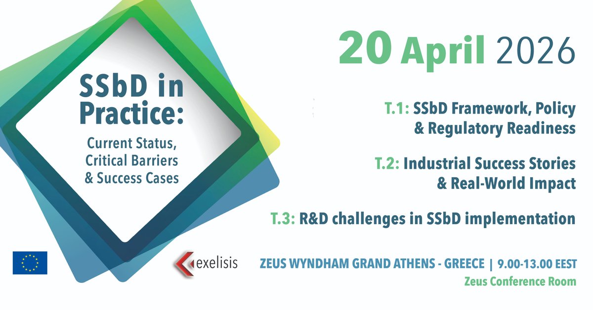 exelisis's tweet image. 🌿✨@exelisis presents “#SSbD in Practice” on 20 Apr 2026 at ZEUS Wyndham Grand Athens! Join industry &amp;amp; research experts to explore policy frameworks, success stories &amp;amp; R&amp;amp;D challenges for SSbD approaches.🌍💡
🔗Free registration: mailchi.mp/74681107abd8/s…
#CircularEconomy #workshop