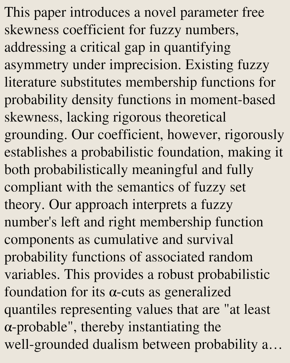 Quantile-Based Skewness for Fuzzy Numbers with Probabilistic Foundations: With an Application in Portfolio Optimization

Jan Schneider, Kaja Bilińska, Paul Schneider, Tomasz Szandała
arxiv.org/abs/2602.20183 [𝚖𝚊𝚝𝚑.𝙶𝙼]