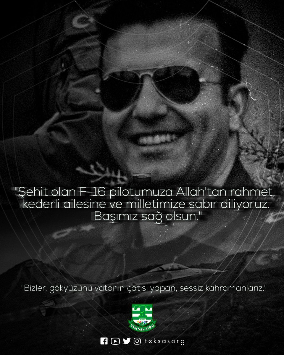 🇹🇷Balıkesir 9’uncu Ana Jet Üs Komutanlığı’ndan havalanan F-16 uçağının kaza kırıma uğrayarak düşmesi sonucu şehit olan kahraman askerimize Allah’tan rahmet; ailesine, yakınlarına ve milletimize başsağlığı dileriz.