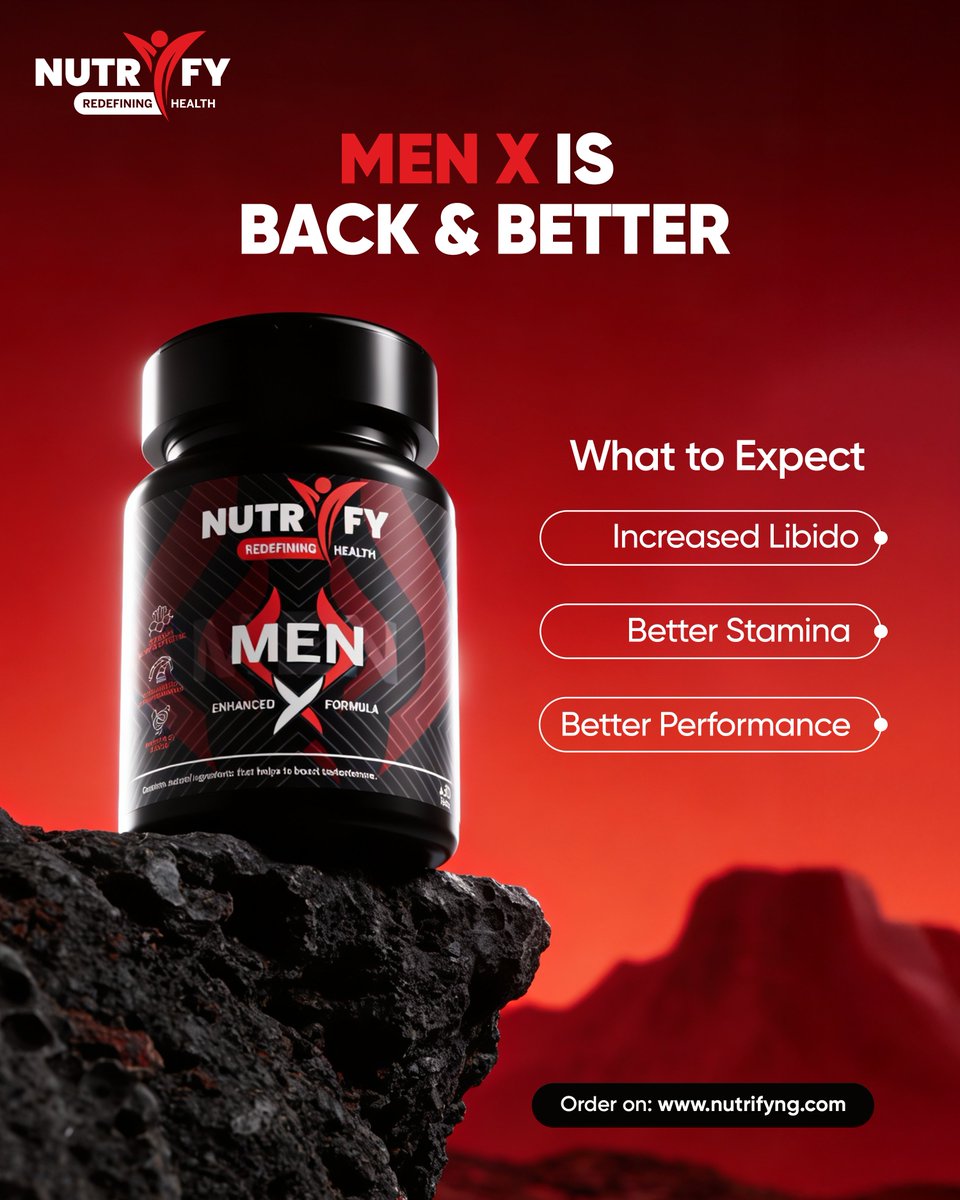 NutrifyNigeria's tweet image. Looking for better performance?
Men X Enhanced Formula delivers the strength, stamina, and confidence that you desire.
Order now: nutrifyng.com

#nutrify #menx #performanceboost #wellnessallround #redefininghealth