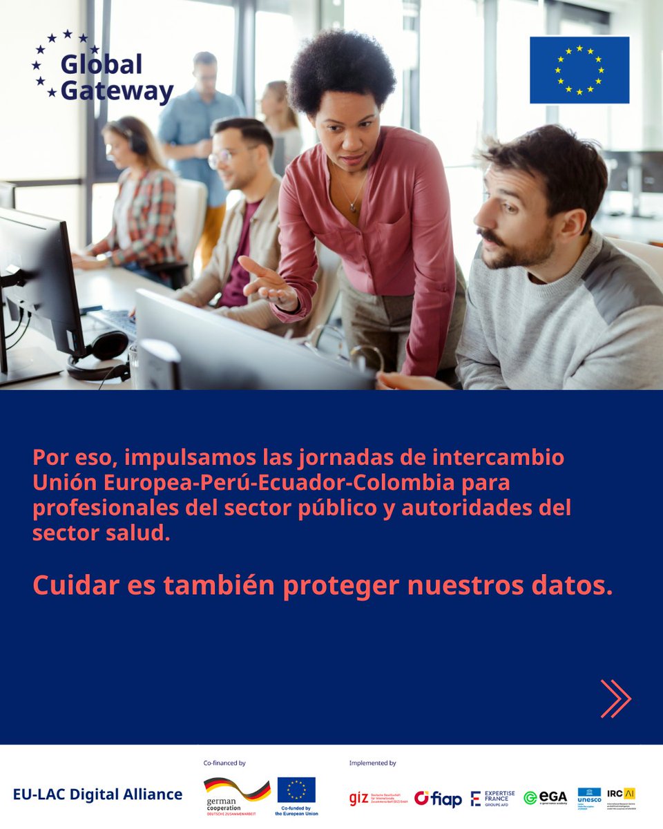fiap_es's tweet image. 👩🏽‍⚕️Cuidar es también proteger nuestros datos de salud.

🫱🏽Hoy arranca las jornadas de intercambio del ámbito sanitario entre profesionales y autoridades de la UE-Perú-Colombia-Ecuador.

Con #TalentoPúblico de @AEPD_es @Xunta @sanidadgob 

#GlobalGateway #EULACDigitalAlliance