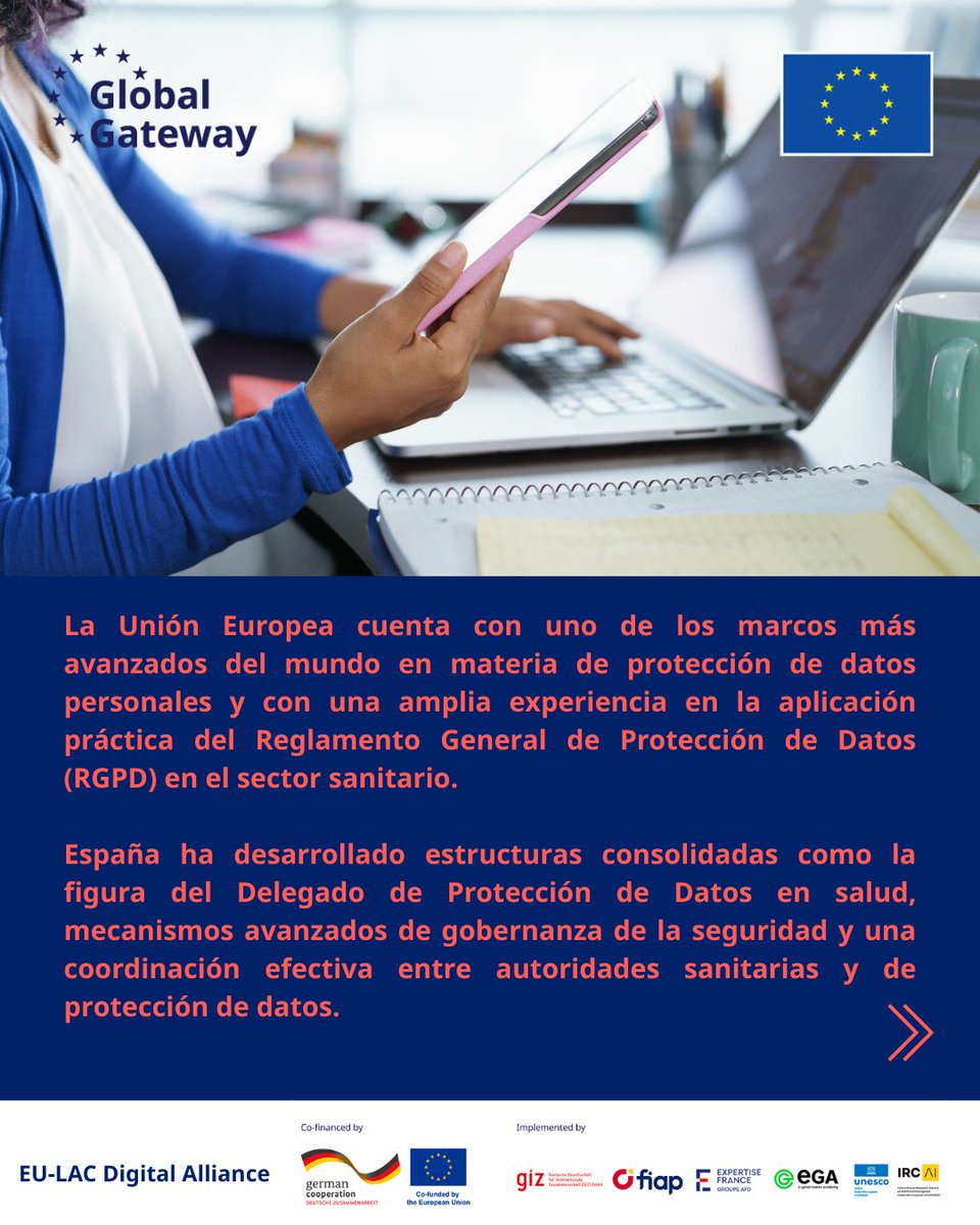 fiap_es's tweet image. 👩🏽‍⚕️Cuidar es también proteger nuestros datos de salud.

🫱🏽Hoy arranca las jornadas de intercambio del ámbito sanitario entre profesionales y autoridades de la UE-Perú-Colombia-Ecuador.

Con #TalentoPúblico de @AEPD_es @Xunta @sanidadgob 

#GlobalGateway #EULACDigitalAlliance