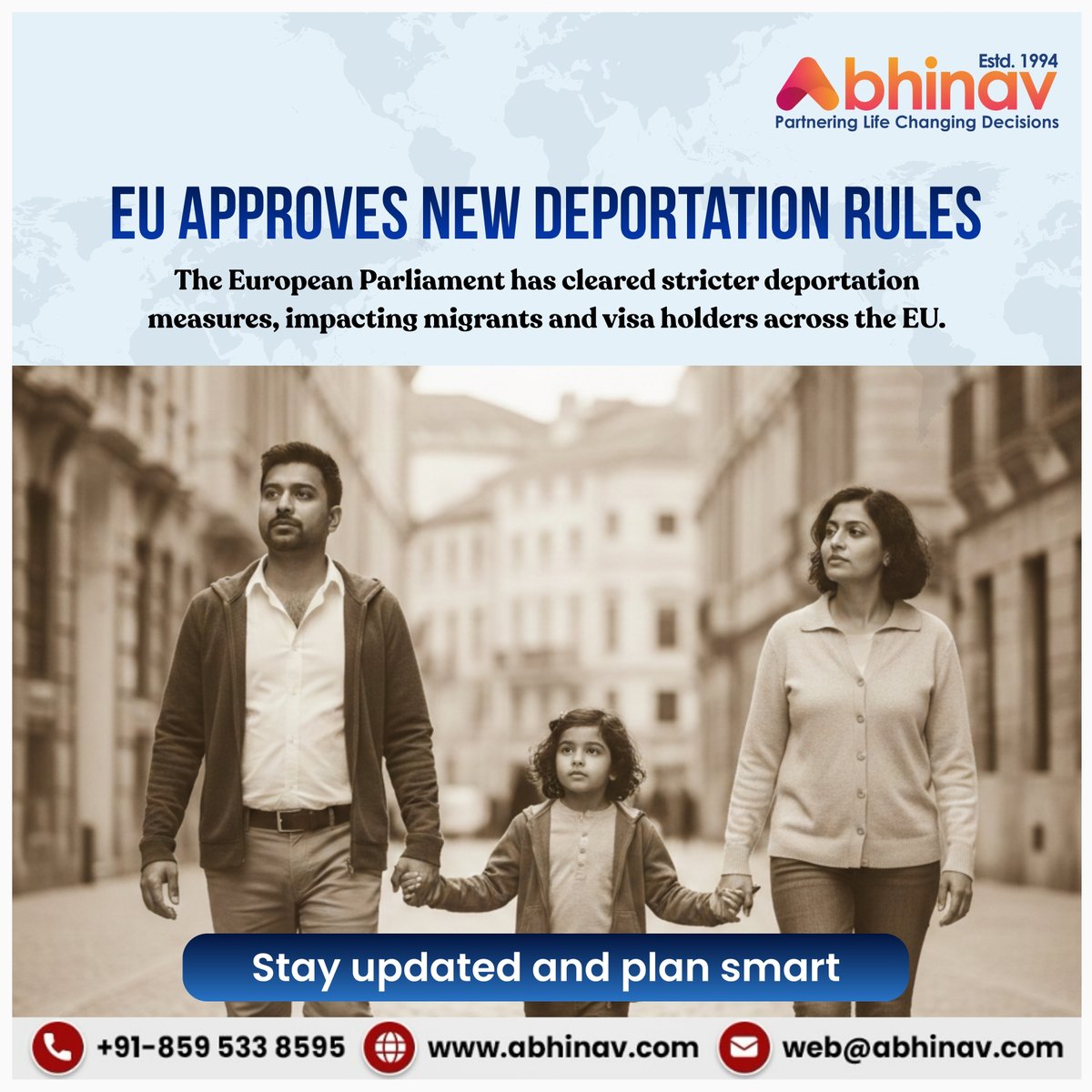 abhinavimmi's tweet image. 🇪🇺 EU approves stricter deportation rules.

Migrants &amp;amp; visa holders could be impacted. Stay informed and plan smart.

Get expert guidance today.
#EUImmigration #VisaUpdate #Since1994