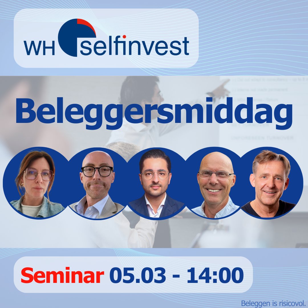 📈 WH Selfinvest Beleggersmiddag – Mechelen
WH Selfinvest organiseert op 5 maart 2026 in Mechelen een Beleggersmiddag over trading, NanoTrader, opties en dividendstrategieën.
🗓️ 05.03.2026
🕓 14:00 
🔗  whselfinvest.nl/nl-nl/futures/…
Beleggen is risicovol.