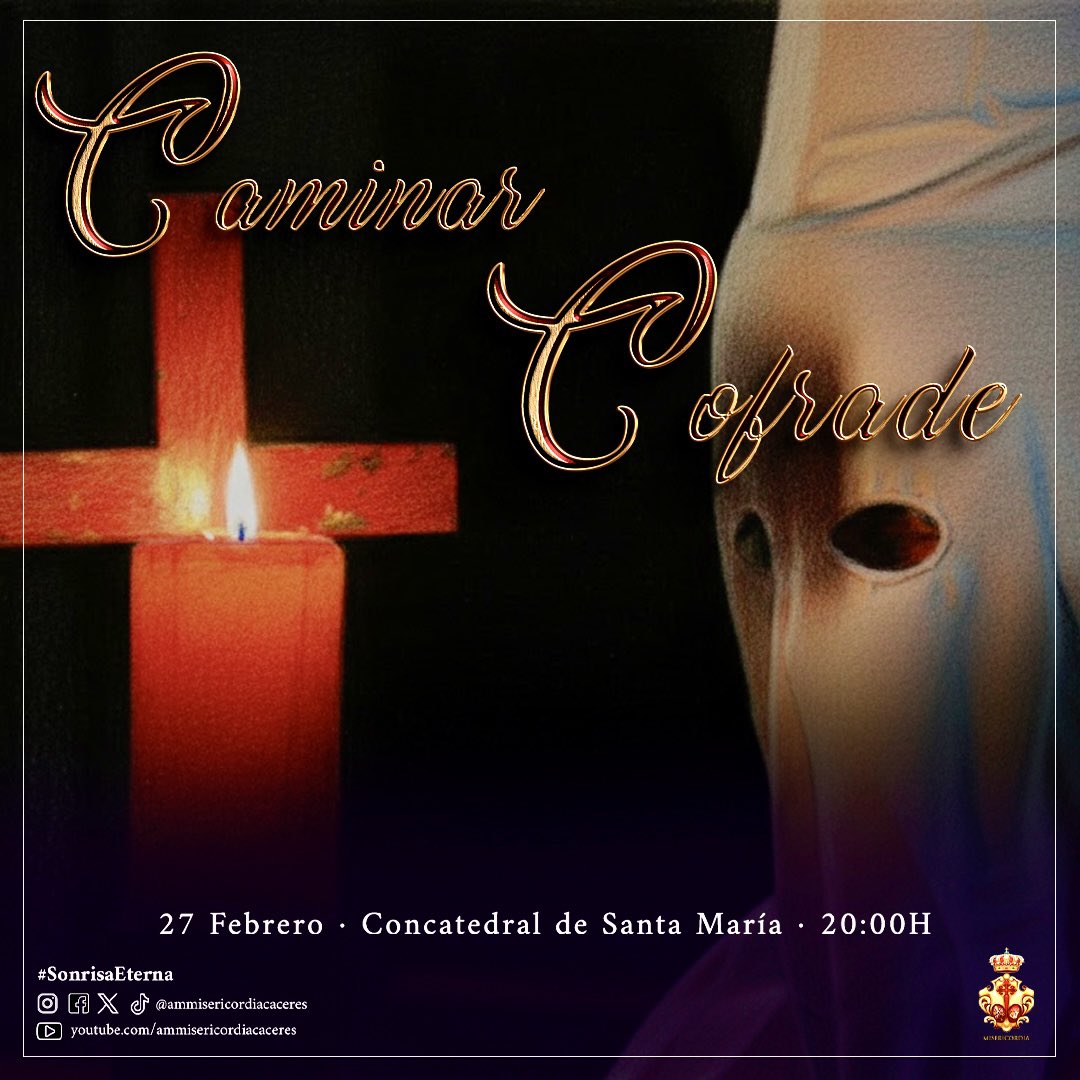 🟣
𝐂𝐀𝐌𝐈𝐍𝐀𝐑 𝐂𝐎𝐅𝐑𝐀𝐃𝐄

Este viernes estaremos acompañando a @cristobatallasc 

𝘘𝘶𝘦 𝘯𝘶𝘯𝘤𝘢 𝘤𝘢𝘭𝘭𝘦 𝘷𝘶𝘦𝘴𝘵𝘳𝘢 𝘢𝘳𝘮𝘰𝘯𝘪𝘢,
𝘲𝘶𝘦 𝘴𝘪𝘦𝘮𝘱𝘳𝘦 𝘴𝘶𝘦𝘯𝘦 𝘦𝘯 𝘦𝘭 𝘤𝘰𝘳𝘢𝘻𝘰́𝘯

#ammisericordiacaceres #sonrisaeterna