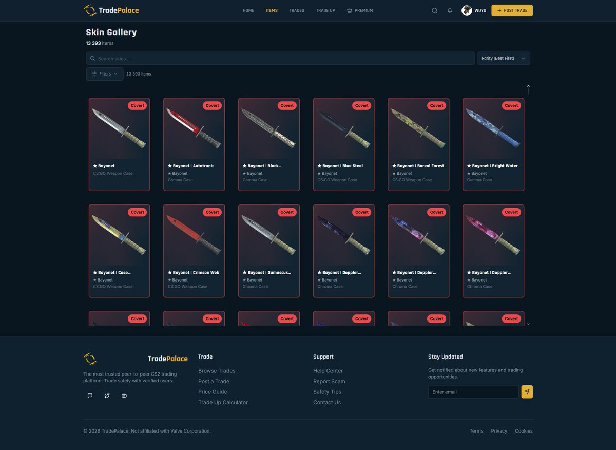 TradePalaceCs2's tweet photo. This is our Items Gallery, we were trying to achieve something that is useful for both casual gamers and hardcore traders by showing off floatcaps with a visual bar and having additional ingame "code" informations.

#cs2 #cs2skins #skins #skingallery #tradepalace #p2ptrading https://t.co/k90gm56FAO