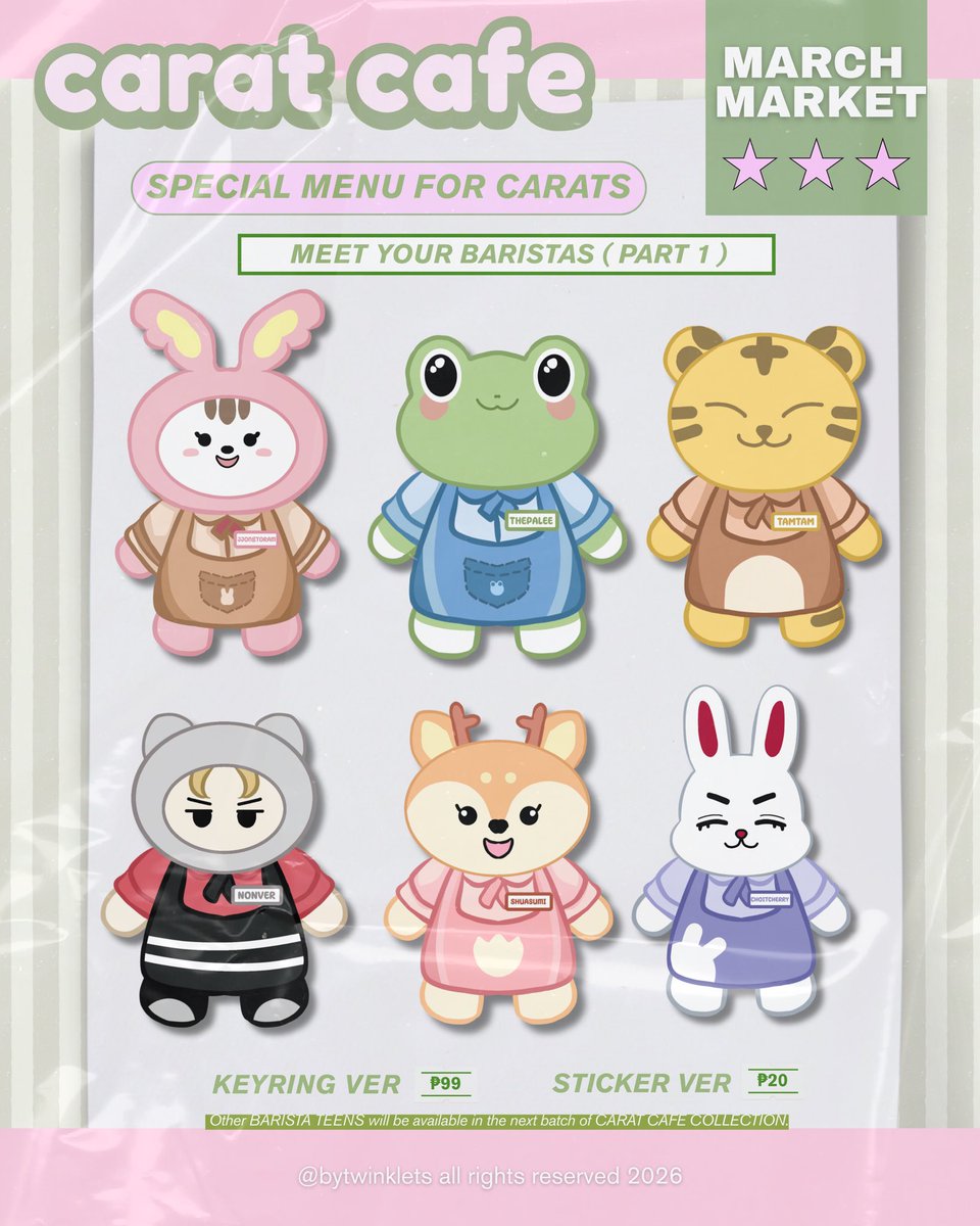 𝐜𝐚𝐫𝐚𝐭 𝐜𝐚𝐟𝐞 𝐧𝐨𝐰 𝐨𝐩𝐞𝐧! 🍵☕️
🛒⤷ tinyurl.com/carat-cafe-mar…

༘⋆ 🏷 ₱20-₱420
 ༘⋆💬  feb.25 - march 5
༘⋆ Ⰶ with special gifts

dm for international GO ✩
pls read form for more info ✩𓏲⋆.🧺𖦹 ₊˚