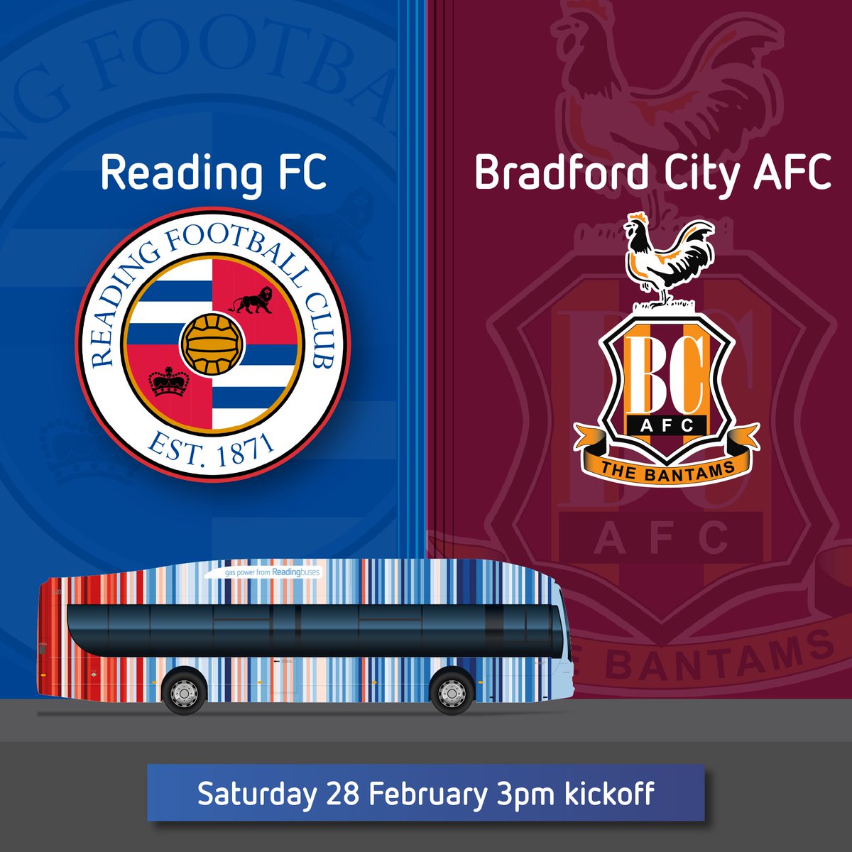 This Saturday <a href="/ReadingFC/">Reading FC</a> face <a href="/officialbantams/">Bradford City AFC</a> with a kick-off time of 3pm. All of our football buses will be running to help get you to the stadium in time for the game! bit.ly/40nVrEa