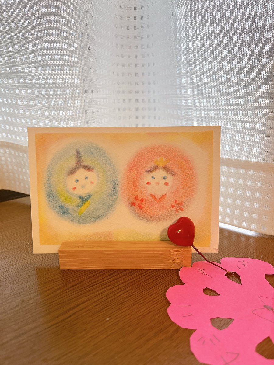 tn3002's tweet photo. 我が家にはひな人形がないので、描きました🌸

#3色パステルアート https://t.co/NvXWEh2qNQ
