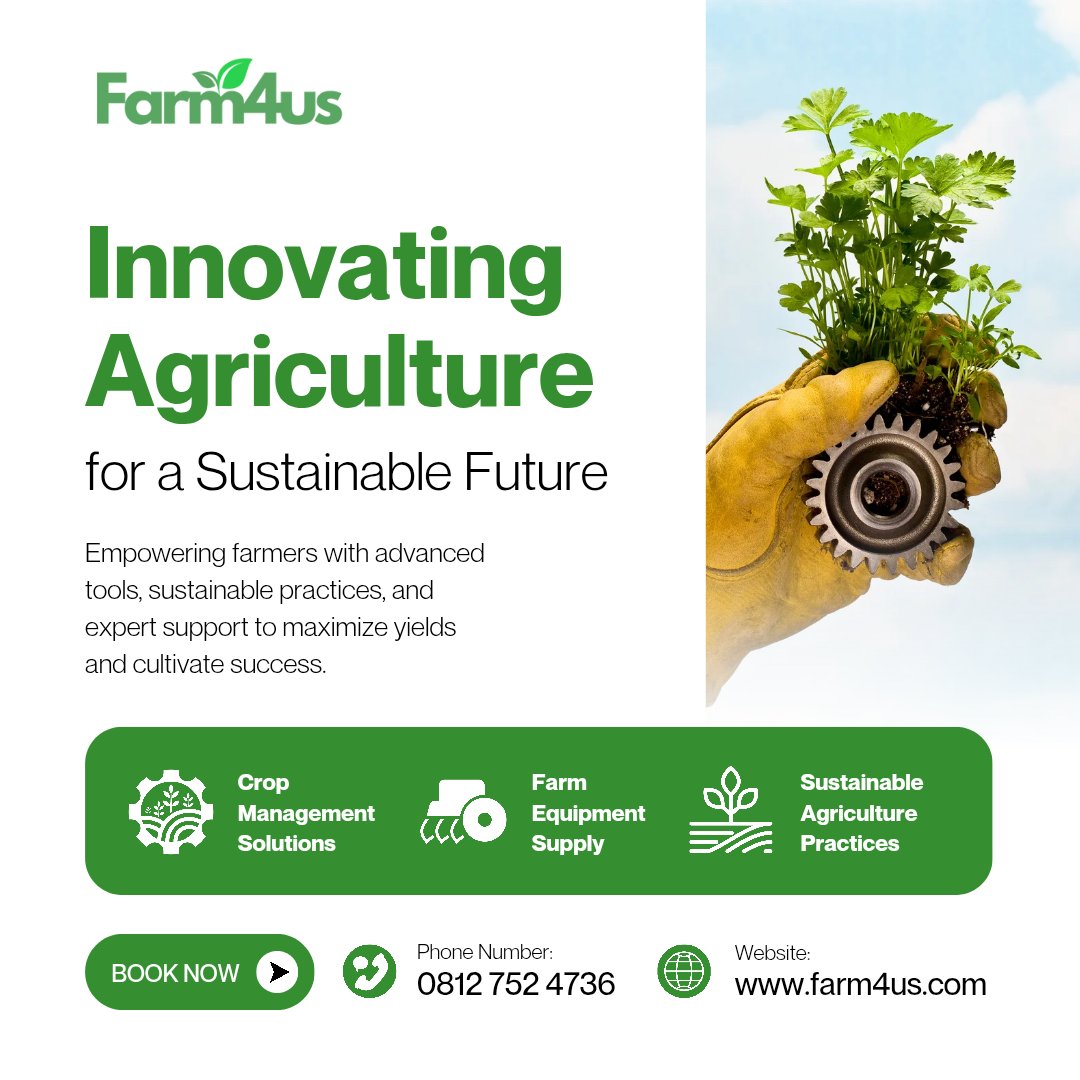 Farm4usAgric's tweet photo. 🌱 Innovating Agriculture for a Sustainable Future! 🌾 

We're committed to empowering farmers with cutting-edge tools, sustainable practices, and expert support to maximize yields and cultivate success. https://t.co/0lI83MVdKu