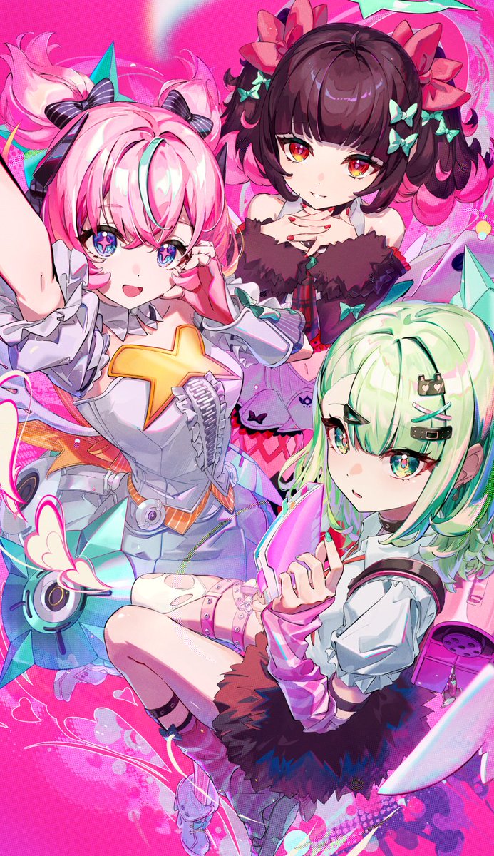 WORK】 とってもキュートな3人組 アリア、千夏、南宮羽を描かせて