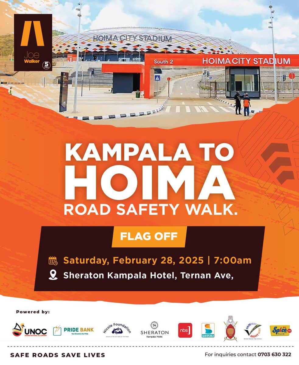 mayajackie9's tweet photo. On the 28th February 2026  Joe walker will start his journey from  Kampala to Hoima 5th #JoeWalker road safety awareness walk as we engage with motorists, roadside communities, and schools, 2 talk about how we can make our roads safer &amp; save lives.  #GetHomeSafe #TooYoungToDie https://t.co/ofv3AVwHbz