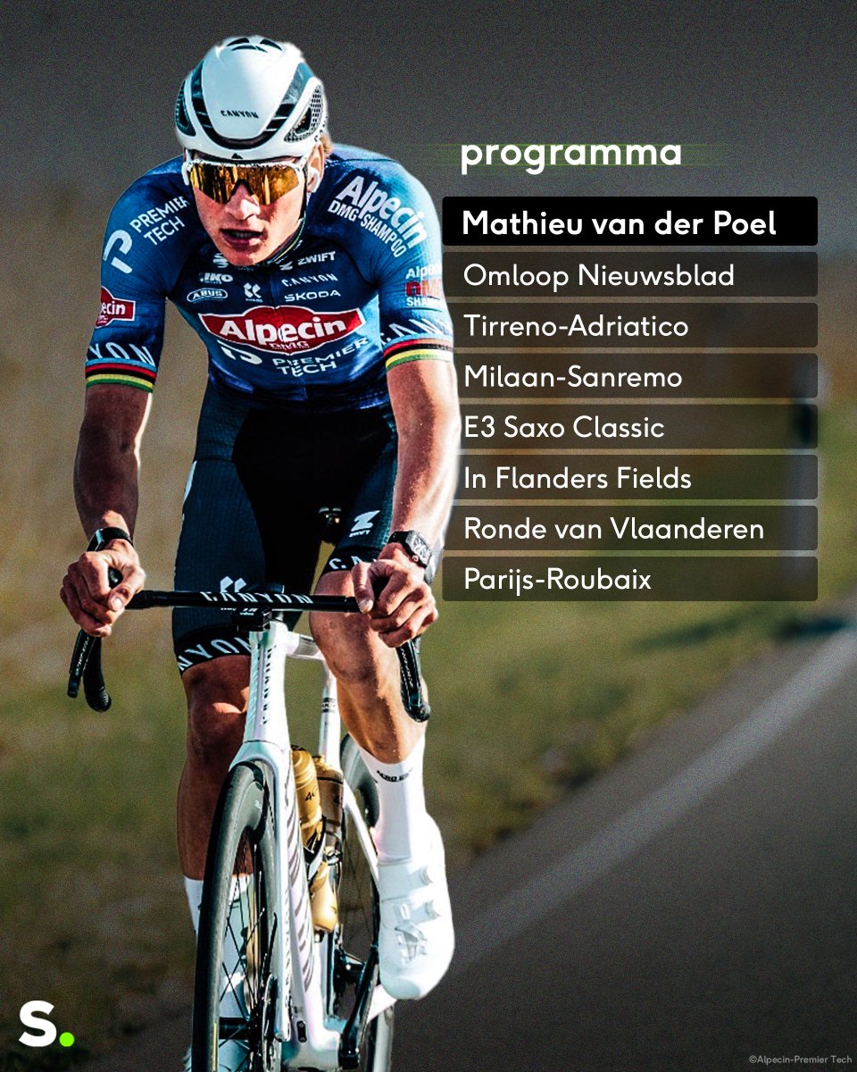 Mathieu van der Poel heeft al acht wielermonumenten op zijn naam staan, maar wil zijn prijzenkast nog wat aanvullen. Dit is zijn programma voor het voorjaar! #wielrennen #MVDP

sporza.be/nl/2026/02/25/…
