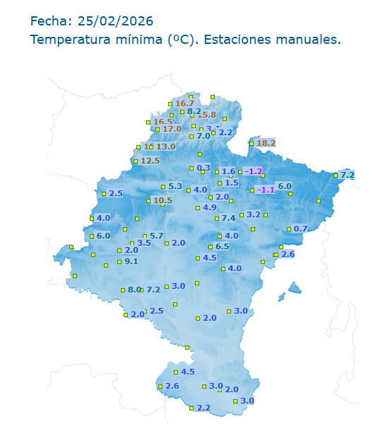 Meteonavarra_'s tweet photo. Buenos días, el Anticiclón y el viento sur que provoca foehn, da lugar a noches cálidas 🥵 incluso en pleno mes de febrero, temperaturas mínimas hoy: 

18.2 Luzaide
18.0 Arantza
17.0 Goizueta
16.7 Lesaka
16.5 Arano
15.8 Areso
15.8 Etxalar
15.5 Orabidea
15.3 Ezkurra
15.3 Burkaitz https://t.co/UhBHKPZKmS