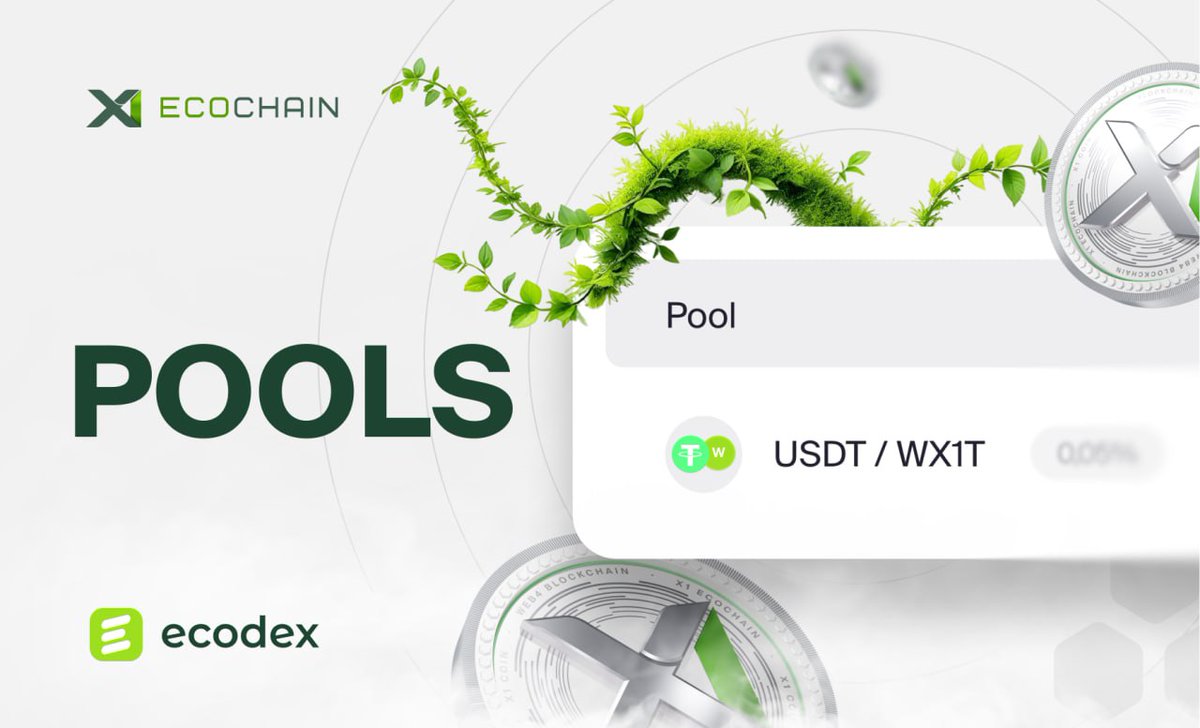 X1_EcoChain's tweet photo. Ecodex Now Supports Liquidity Provision on Testnet

You can now try it in practice by contributing your test coins to the USDT/WX1T pool - without risking real assets.

👉 Provide liquidity: https://t.co/0WcHjEzWIO

This phase allows us to stress-test the protocol and optimize performance ahead of mainnet.