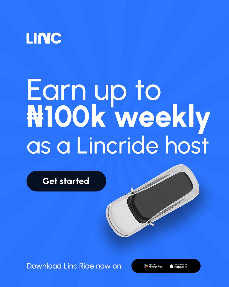 Imagine your monthly fuel and maintenance being covered by your drive to/from work.

Become a LincRide host, pick up passengers going your way and earn up to ₦100k weekly.

#lincride #Host #WeAreGoingYourWay #weeklyearn