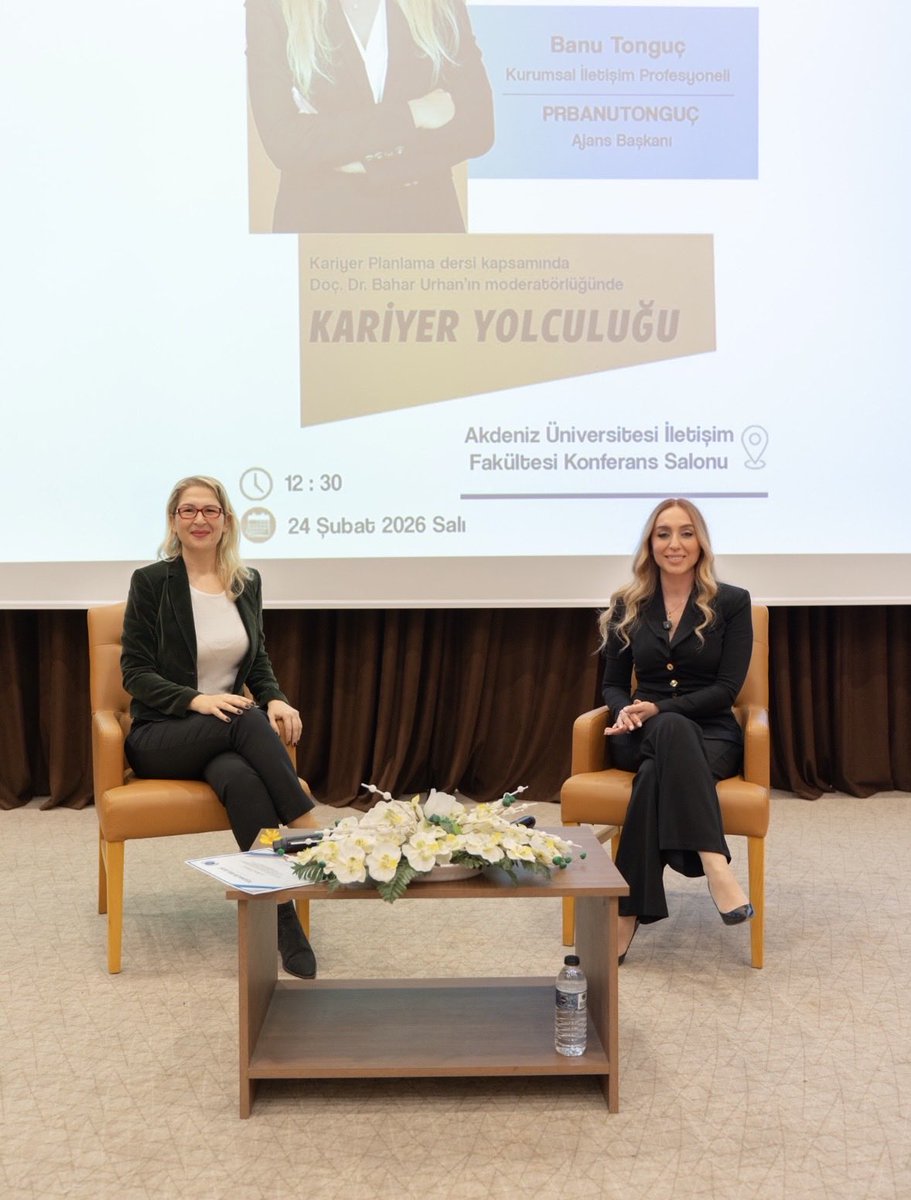 PRBANUTONGUC's tweet photo. Akdeniz Ün. İletişim Fakültesi Kariyer Planlama dersi kapsamında, gerçekleştirilen söyleşide, bir İLEF mezunu olarak iletişim fakültesi öğrencileriyle bir araya gelmek mutluluktu. Doç. Dr. Bahar Urhan’a ve katılım sağlayan tüm genç İLEF’liere teşekkür ederim.@Akdeniziletiim1 https://t.co/X0KXHKM0aj
