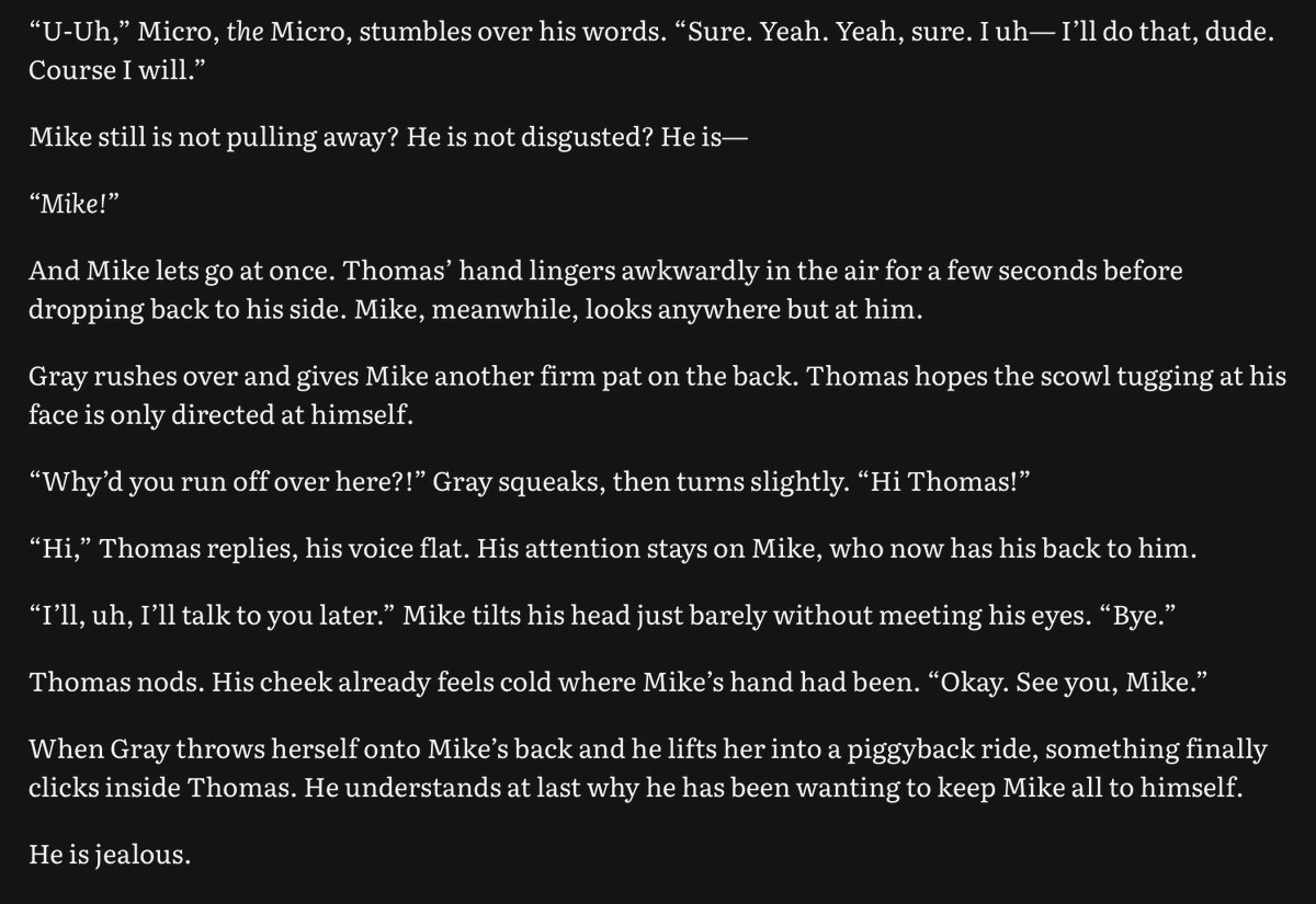 a lil thomike with jealous thomas. Extremely self indulgent btw. i just want thomas to seethe with jealousy