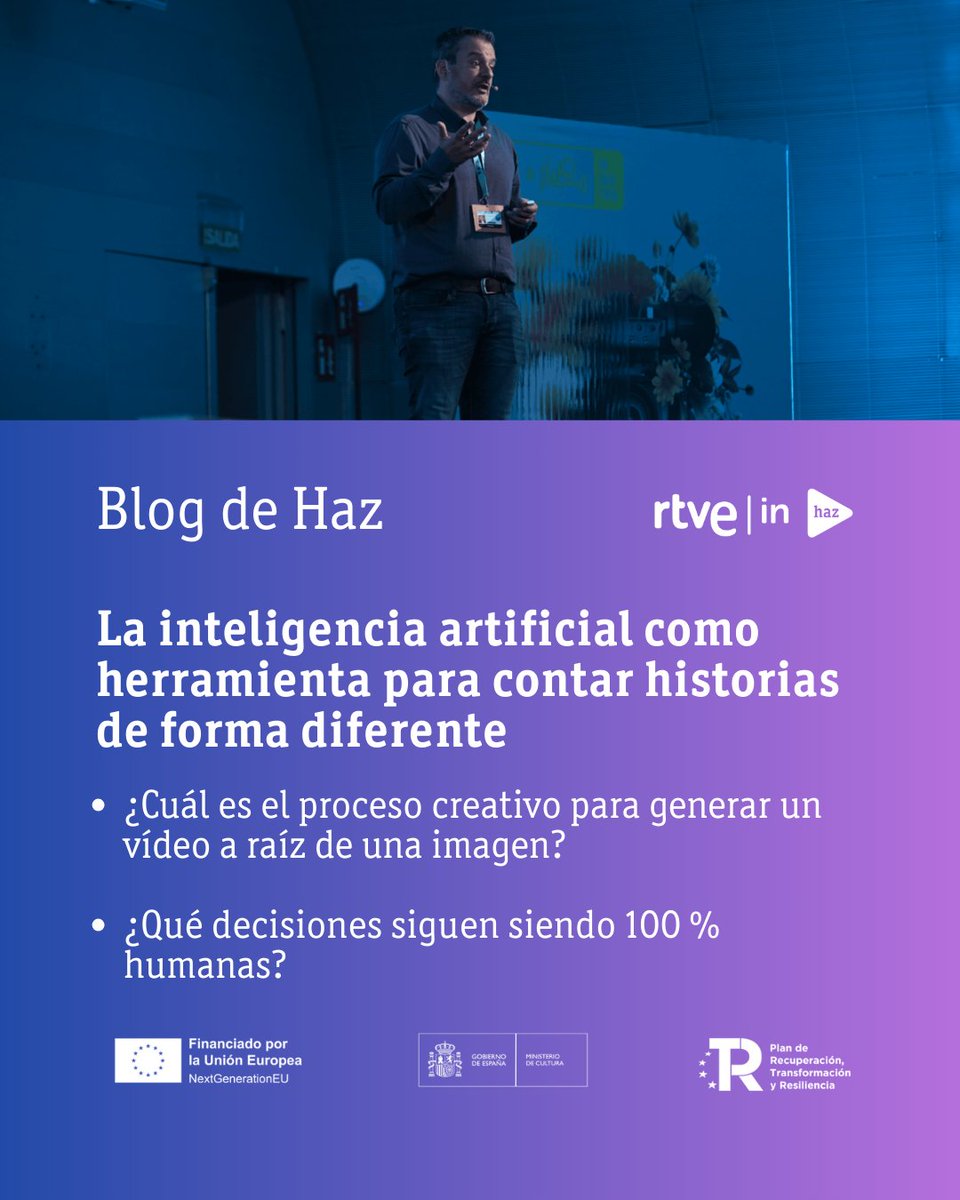 Descubre nuevas formas de creación audiovisual con inteligencia artificial.

'La inteligencia artificial como herramienta para contar historias de forma diferente'.

#RTVEInstituto
#Haz
#BlogDeHaz

haz.institutortve.com/ivan-lopez-olm…