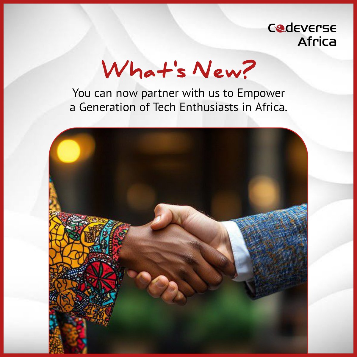 CodeverseAfrica's tweet photo. What’s new? Ask us how. Send your partnership inquiry or proposal to admin@codeverse.africa.

#McYouniverseGroup
#McYounitech
#CodeverseAfrica https://t.co/djhNIiw6XB