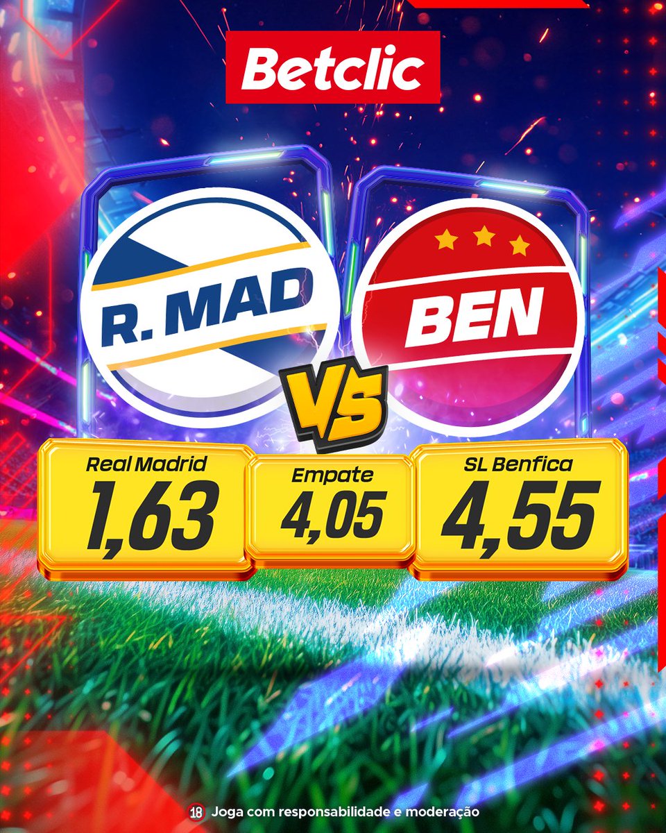 🔥 Mais uma noite de decisões na Champions, desta vez com o SL Benfica a jogar em Madrid! Será que acertas num dos marcadores do encontro?

- Segue a <a href="/BetclicPortugal/">Betclic Portugal 🔞</a>
- Dá RT + Like
- Acerta no nome de um marcador + Username Betclic

1 comentário por pessoa.
Válido até às 20:00.