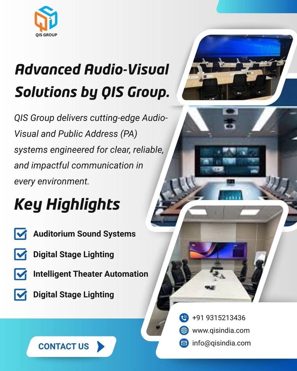 Qisgroup01's tweet photo. Advanced Audio-Visual Solutions by QIS Group.
#QISGroup #AudioVisualSolutions #PublicAddressSystem #AVTechnology #AuditoriumSolutions #SmartTheater #StageLighting #ELVSolutions #ELVSolutions #AdvancedSecurity #FutureReady #Safety #QISIndia #QIS #QualityInternationalServices https://t.co/YJHrLhVVRS