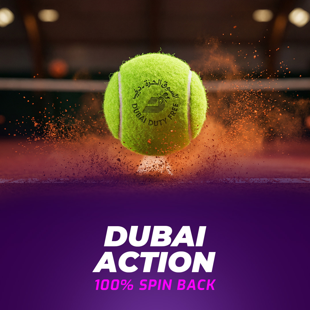 🎾 Tennis - Dubai Open Bet &amp; Get Free Spins
 
Place a qualifying bet on the Dubai Duty Free Tennis Championships (Dubai Open) and play with extra confidence.
 
 Here’s How 📋

1️⃣ Place a qualifying bet on Dubai Tennis Championships – minimum stake €/$/£20
2️⃣ Minimum selections: