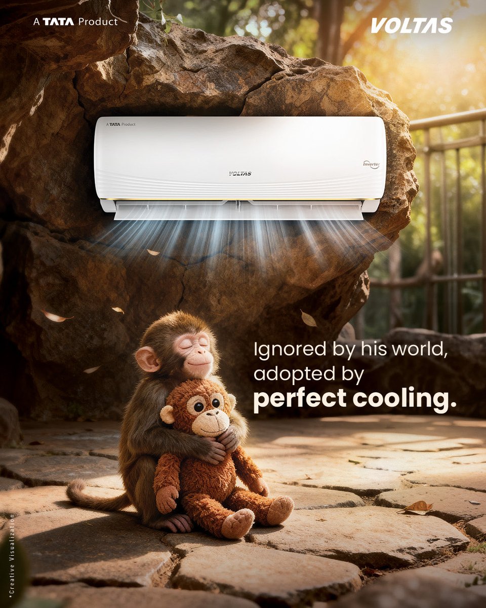 myvoltas's tweet image. Punch isn’t lonely anymore… just vibing in perfect chill🐒

#Trend #Monkey #Cooling #VertisAISeries #Comfort #Voltas
