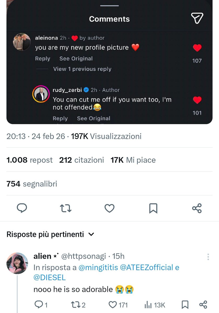 tesoro alzati stanno dicendo che rudy zerbi è adorabile sul twitter internazionale