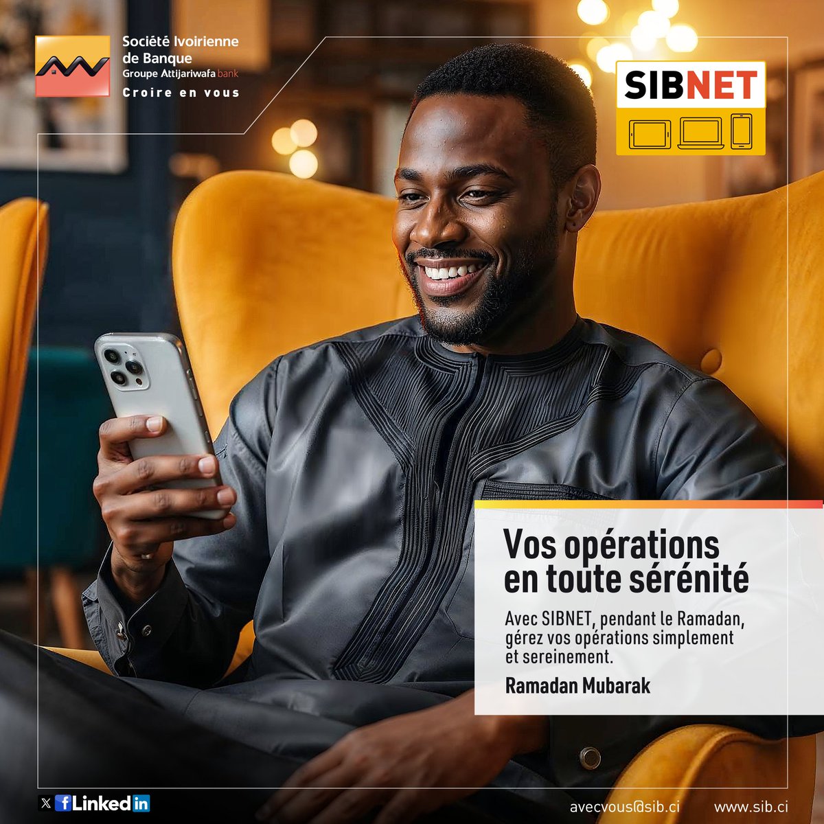Sib_Officiel's tweet image. Simplifiez votre quotidien durant le mois béni.
Avec SIBNET, effectuez vos transactions facilement, où que vous soyez.

La SIB vous souhaite un excellent mois de Ramadan.

#DigitalBanking #SIB #Confort #Banque #FaisonsGrandirVosProjets