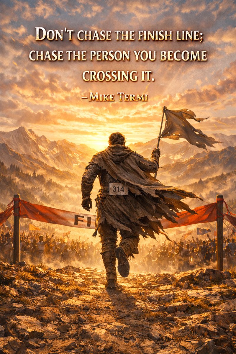 mike_termi213's tweet photo. Don’t chase the finish line.  
Chase the person you become crossing it.

Every step is shaping you —  
even the ones that hurt.

What version of you is waiting on the other side? 👇

— Mike Termi

#Motivation #Mindset #GrowthMindset #KeepGoing #InnerStrength #SoulForge https://t.co/GV0YLxkato