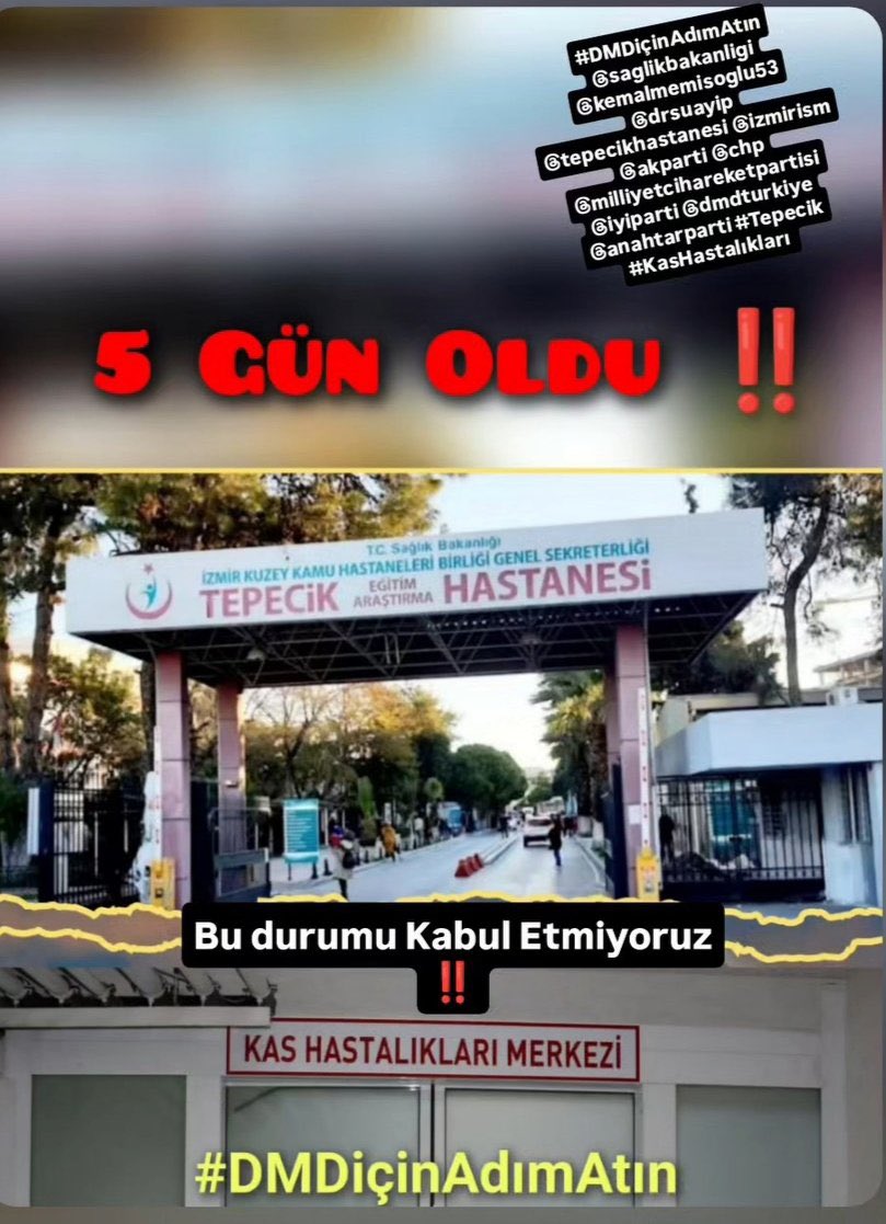 Fatma450635's tweet photo. İlaçlarımızı alamadığımız yetmezmiş gibi bir de doktor eksikliğiyle mi savaşacağız⁉️ Tepecik Kas Hastalıkları Merkezi'ne acil uzman ataması yapılsın! ‼️‼️🆘️🆘️🆘️🆘️🆘️
#DMDiçinAdımAtın @saglikbakanligi @kemalmemisoglu53  @drsuayip @izmirism https://t.co/I7Fl3PLI31