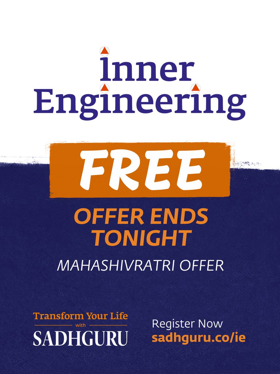 Most journeys change you a little when you start; #InnerEngineering changes you when you complete it. Begin now as a Mahashivratri offering: make a firm commitment, complete Inner Engineering within 60 days, and you can claim a full refund. 

This effort is part of <a href="/SadhguruJV/">Sadhguru</a>'s